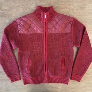 Gioberti Boy Knitted Full Zip Cardigan Sweater-Red-Brushed Flannel Lining-Sze 14